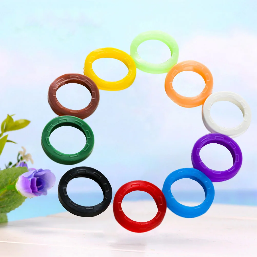 24Pcs Elastic Silicone Key Caps Color Coding Rings Soft Non Covers for Home Car Keys Organization Random