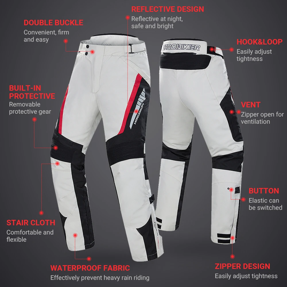 Jaket Motocross Tahan Air Pria Jaket Motor Pria Jaket Balap Celana Motor yang Dapat Dipakai Pakaian Moto dengan Perlindungan EVA