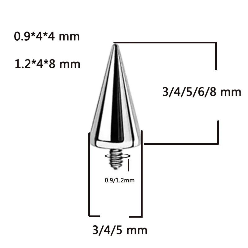 10 قطعة ASTM F136 التيتانيوم الأذن قطعة وأشار مخروط اكسسوارات ل الخيوط Labret ترصيع الزنمة الشفاه اللسان مسمار ثقب المجوهرات