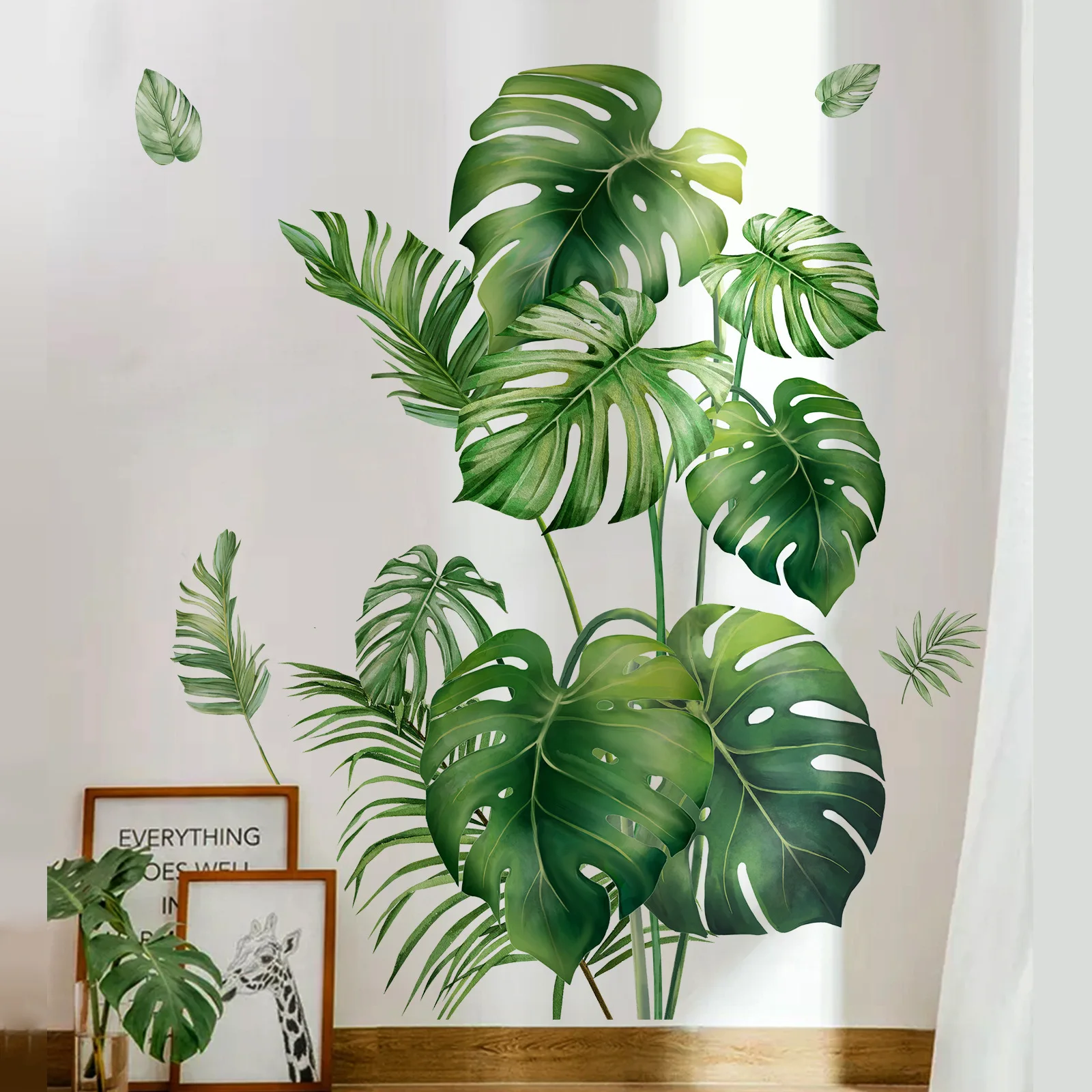 Europe Large Size Green Plant Wall Decal Sticker for Home Decoration Monster Leaf Design Easy To Apply and Remove Home Wall Art
