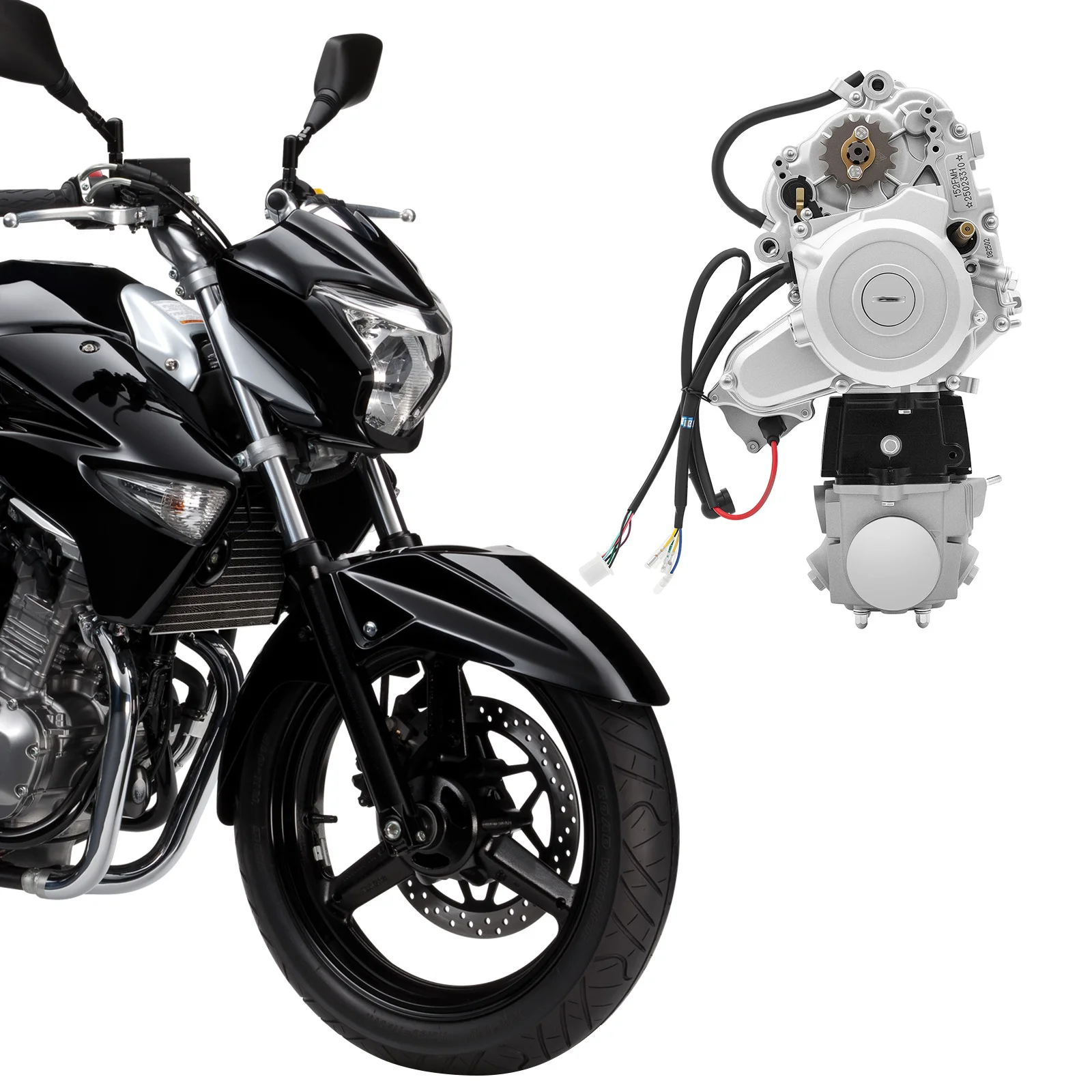 125CC 4-Stroke Engine Motor Kit 5.5KW Air Cooled CDI Electric/Foot Start Direct Replacement for ATV Dirt Bike Go Kart