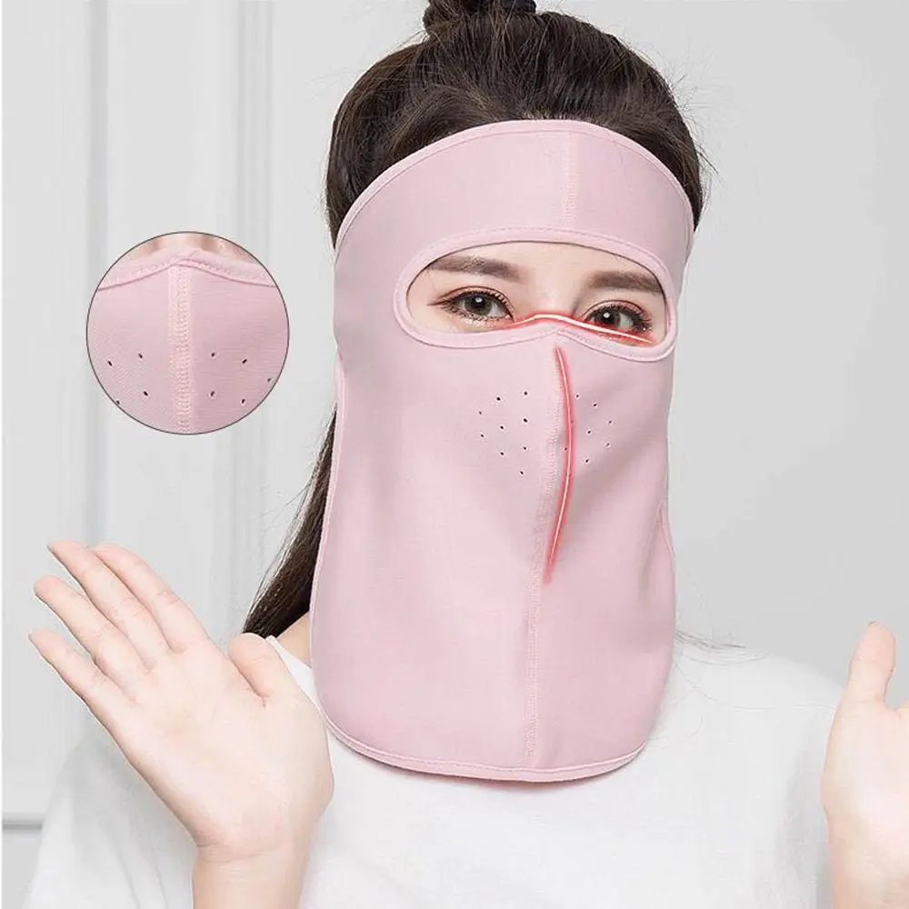 With Neck Flap Solid Color Sun Protection Face Cover Summer Sunscreen Mask Womne Neckline Mask Men Fishing Face Mask Ice Silk