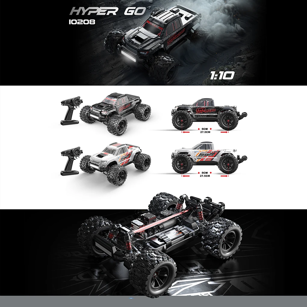 Mjx New 10208 V2 Upgraded Version Brushless 4wd Small Monster 1/10 High Speed RC All Metal Remote Control Off Road Vehicle