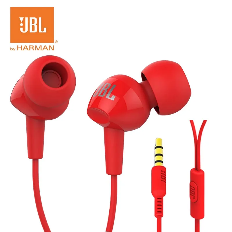 JBL C100SI оригинальные проводные наушники-вкладыши спортивные наушники с разъемом 3,5 мм встроенный дизайн кнопки микрофона