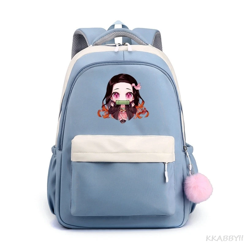 Kamado Nezuko Demon Slayer Anime Sweet Soft zaino per studenti di grande capacità studenti universitari Patchwork Laptop Simple Mochilas