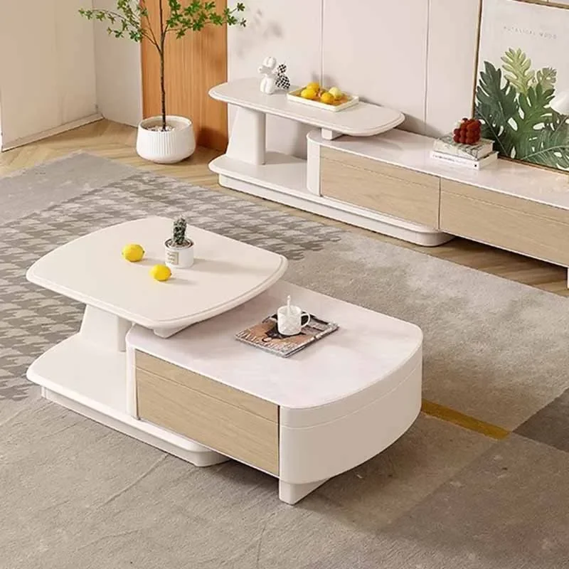 

*v forUnique Clear Storage Coffee Table Drawers Square Minimalist Wood Nordic Side Table White Mesa Centro Salon Furniture* s