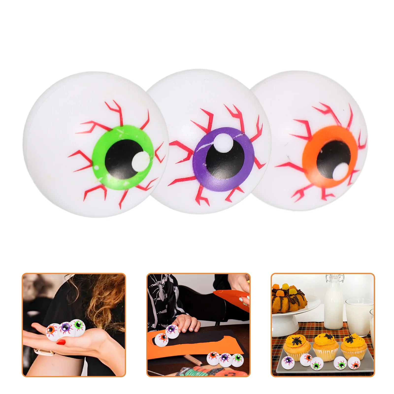 

24pcs Ball Decorations Lifelike Bouncing Eyeballs Plastic Halloween Horror Props Realistic Table Tennis Balls For