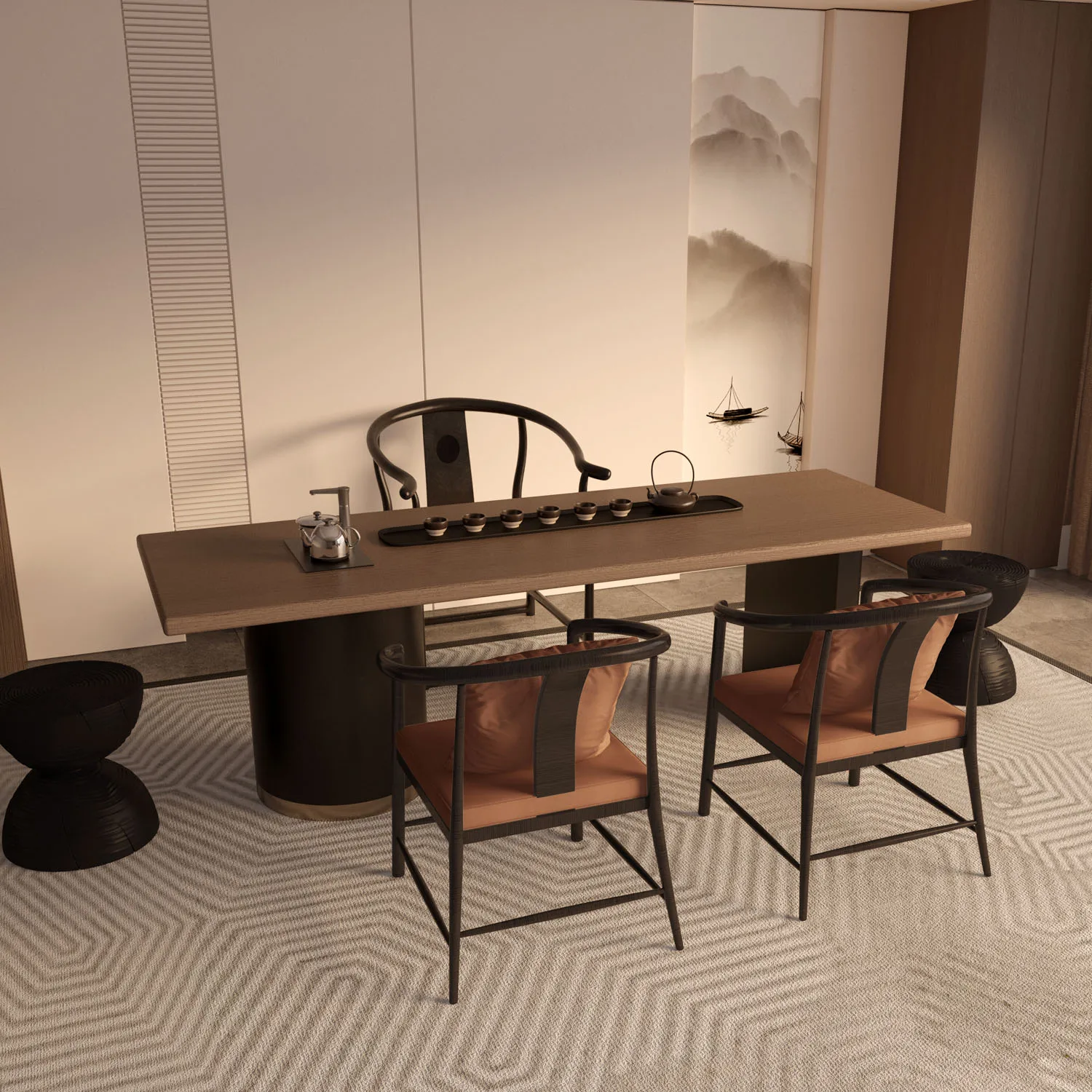 New solid wood tea table and chair combination