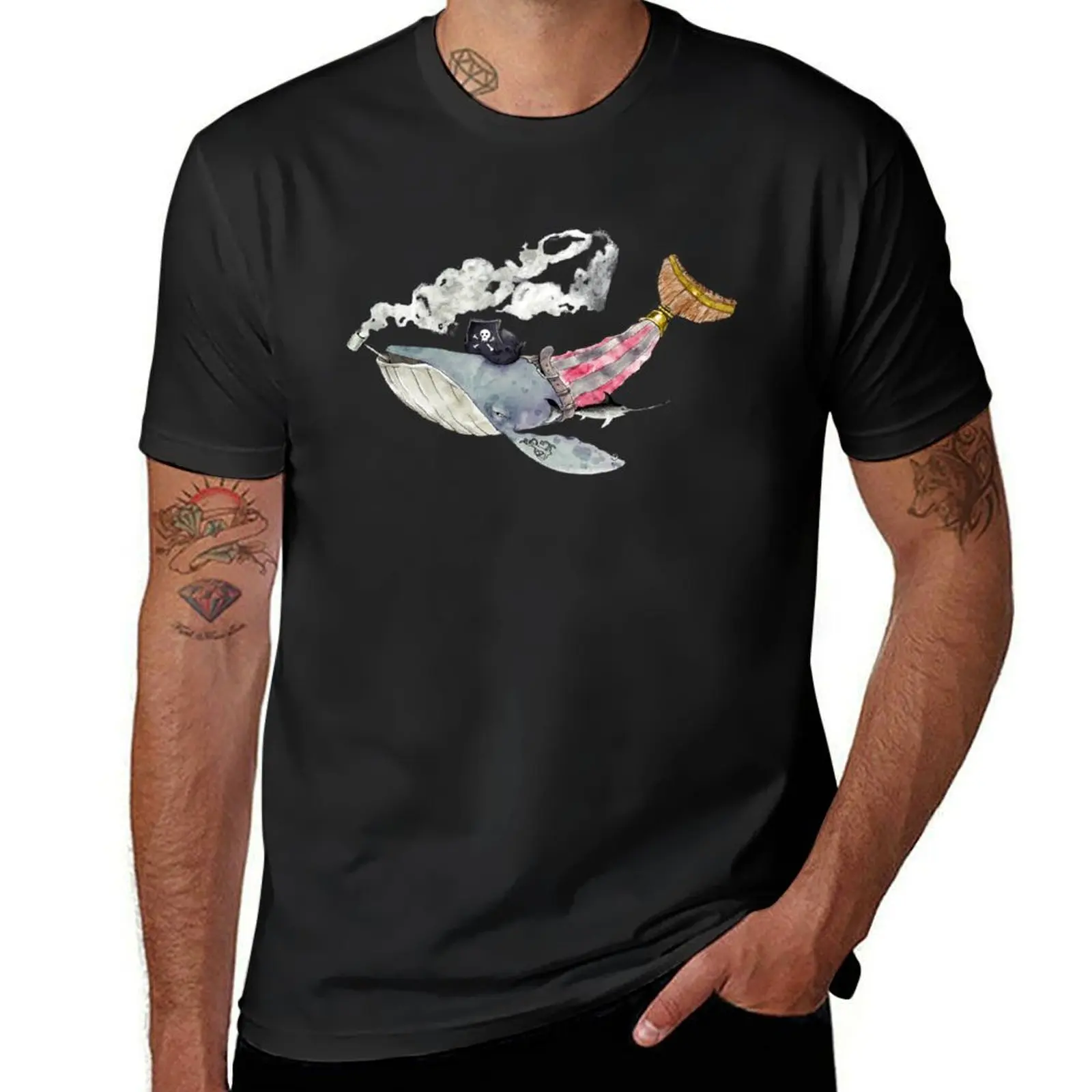 Pirate Whale T-Shirt summer tops tops oversizeds aesthetic clothes t shirts for men graphic