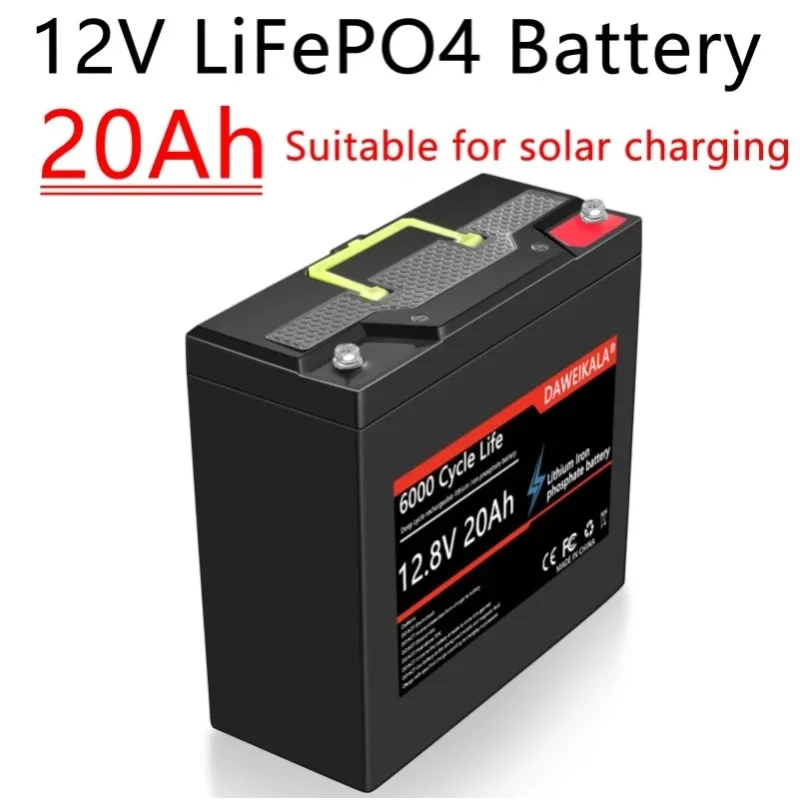 Bateria LiFePO4 12V 20Ah z UE, z inteligentnym BMS 30A, zabezpieczeniem przed przeładowaniem, nadmiernym rozładowaniem i zwarciem, certyfikatami CE RoHS, do hulajnóg dziecięcych, wózków golfowych, — 2