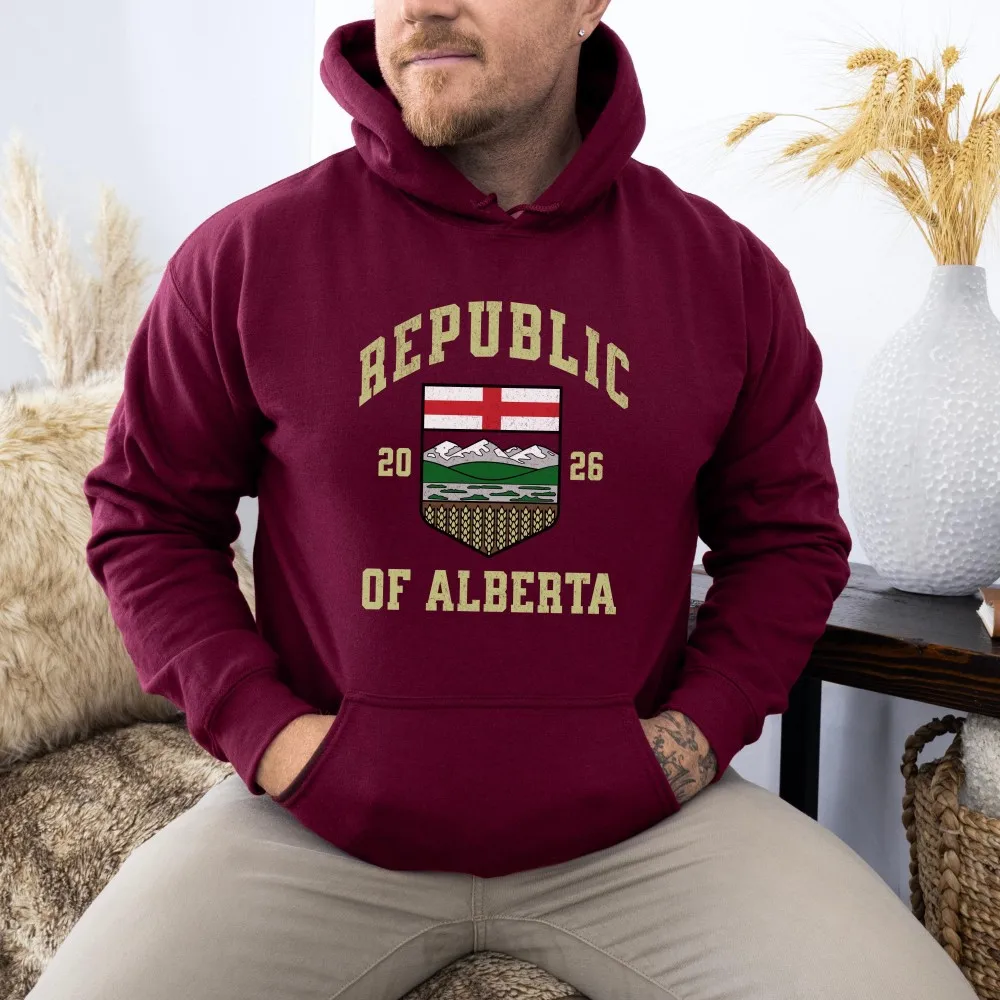 Republic of Alberta Hoodie, Hooded Sweatshirt for Western Independence, Gift Conservative Albertan, Wexit Shirt
