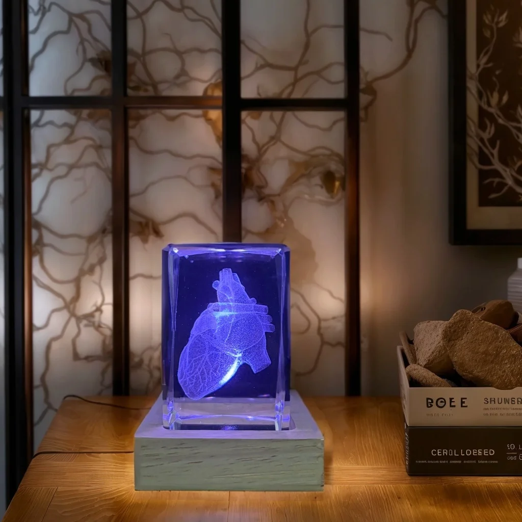 

1шт ‌ Праздничный подарок Heart Moment Crystal, декоративные украшения, с USB-подставкой, элегантный праздничный подарок. Для родителей, друзей,