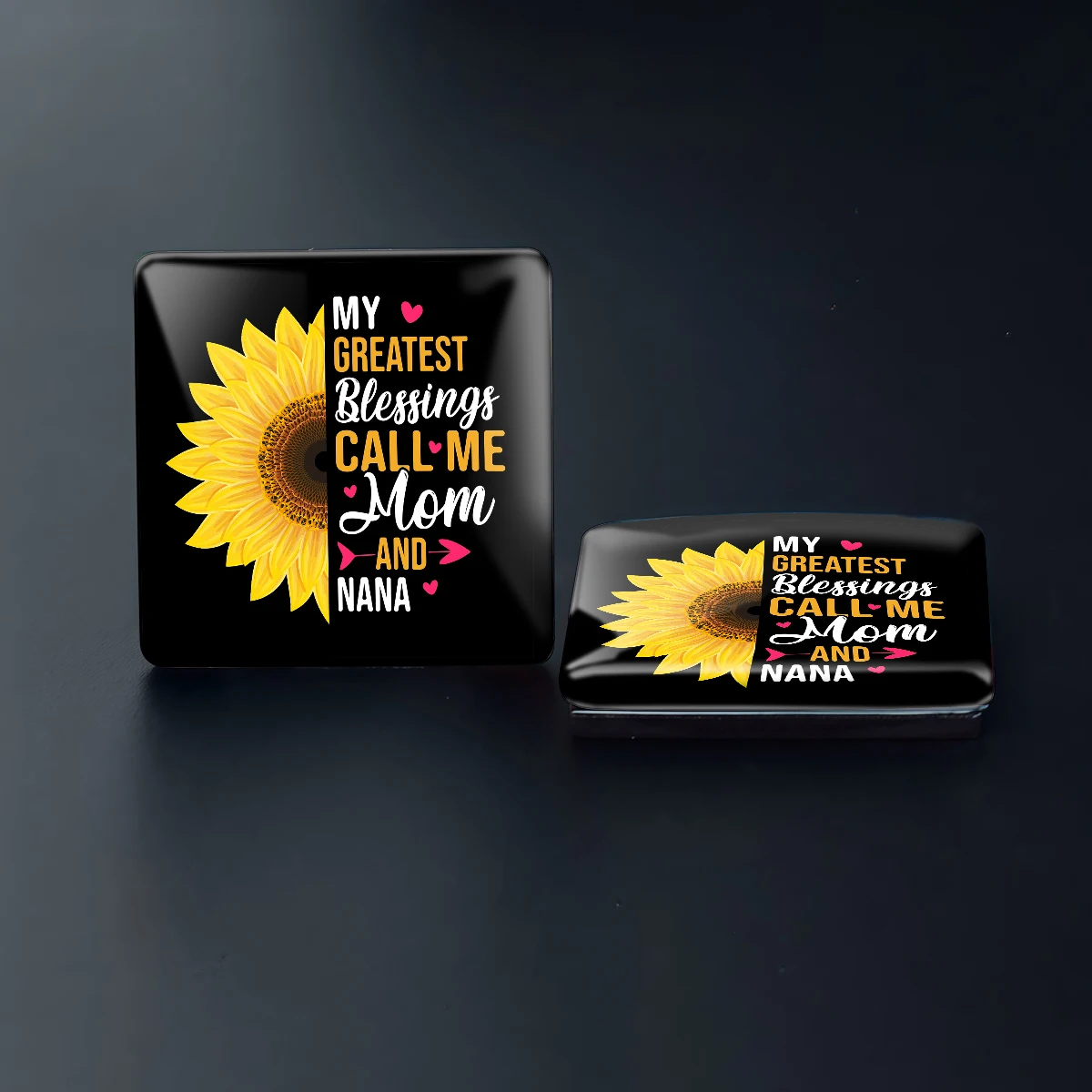 1PC 30MM Square Sunflower Pattern Glass Refrigerator Sticker You Are My Sunshine Home Decoration BirthdayGift
