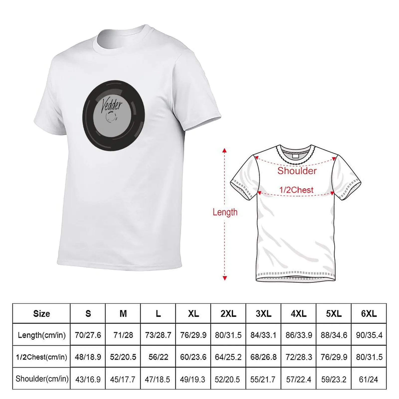 Vedder Record T-Shirt Street Style Casual Tee Shirt