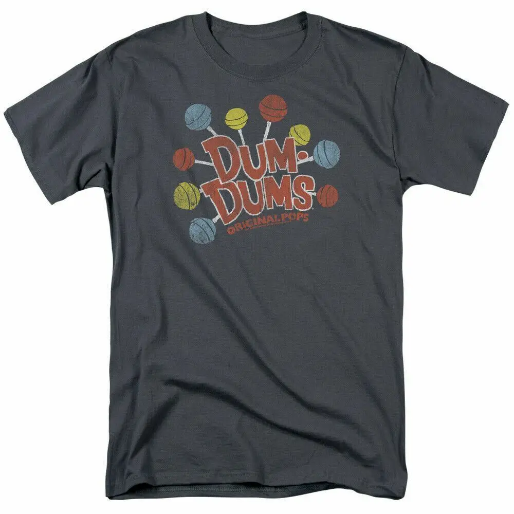 Dum-Dums Original Pops T Shirt Mens Licensed Sucker Lollipop Candy Charcoal