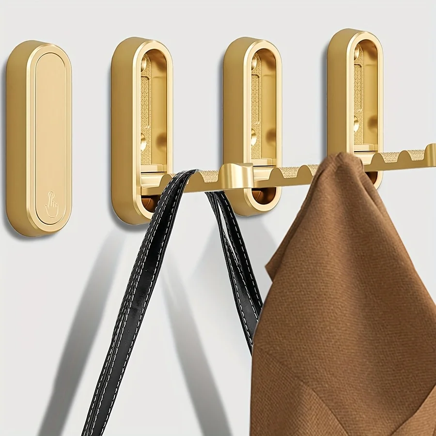 1-3pc Folding Wall Hook Concealed Towel Coat Hanger Bathroom Wardrobe Door Hooks Home Heavy Duty Flip Down Robe Hook Storage - view 2
