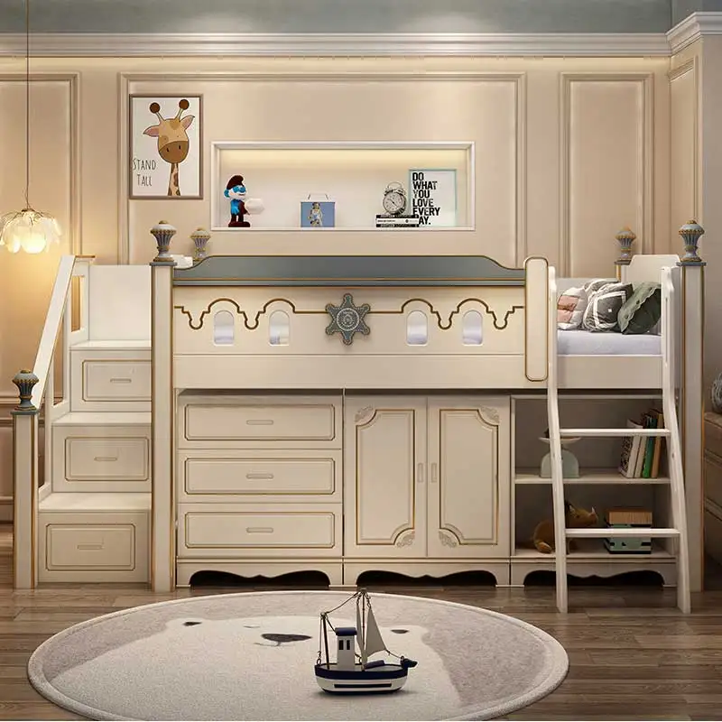 

Wholesale Modern Design Solid Wood Boy Children's Bed School Family Bedroom Furniture Set Luxury Wooden Girl Children's Bunk Bed