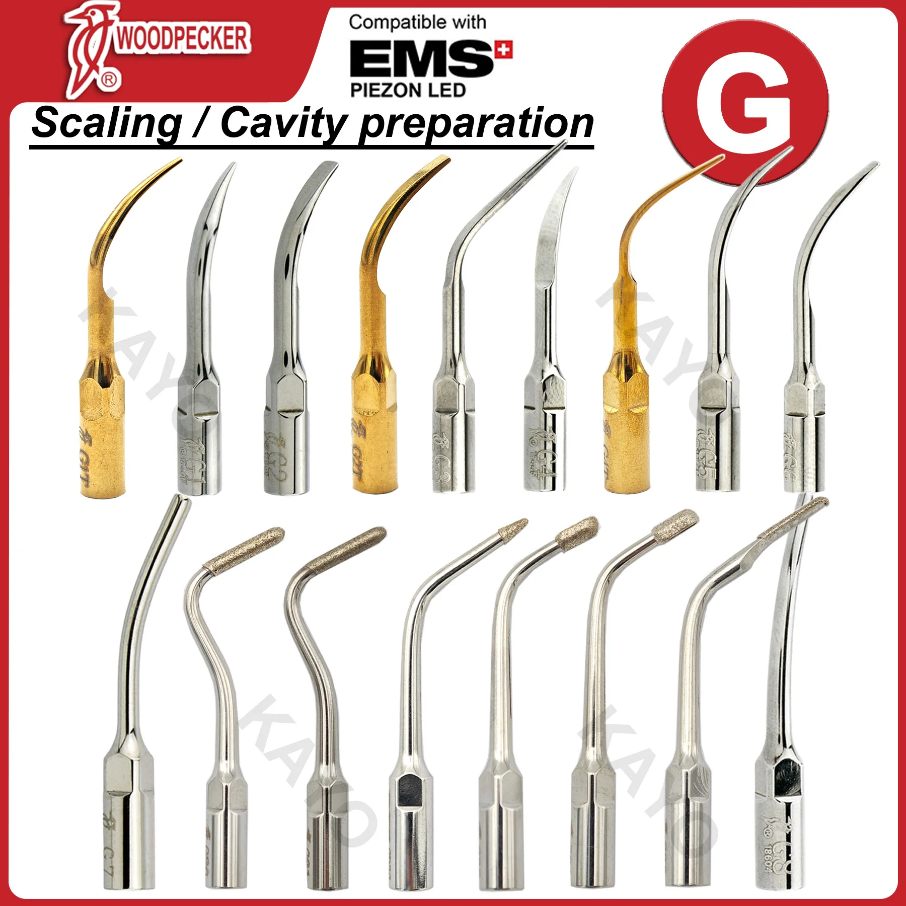 Woodpecker Dental Scaler Tips Cavity preparation G-Series For Ultrasonic Scaling Handpiece Fit EMS UDS Dental Accessories