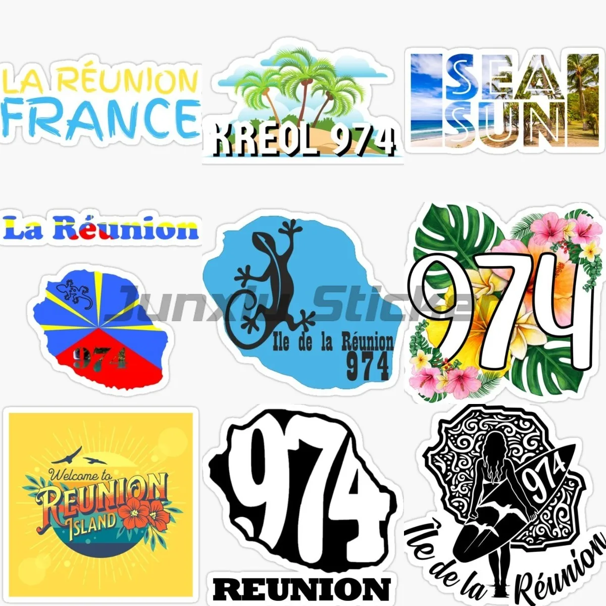 Reunion Island Flag Map Landscape Creative Stickers Moto Accessories Van Bicycle Window Truck Wall Decoration Decal Customizable