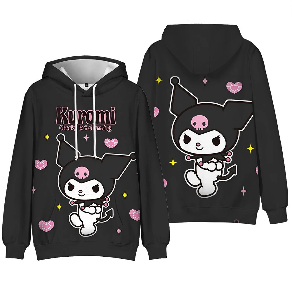 MINISO Girls Anime Cute Kuromi 3d Printed Women\'s Hoodies Girl Long Sleeve Hooded Sweatshirt Girls Lovely Pullover Tops Clothes