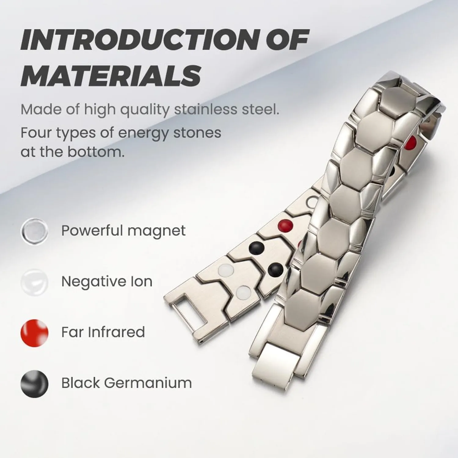 ARADOO Honeycomb Design Bracelet for Men Titanium Steel Minerals Wristband