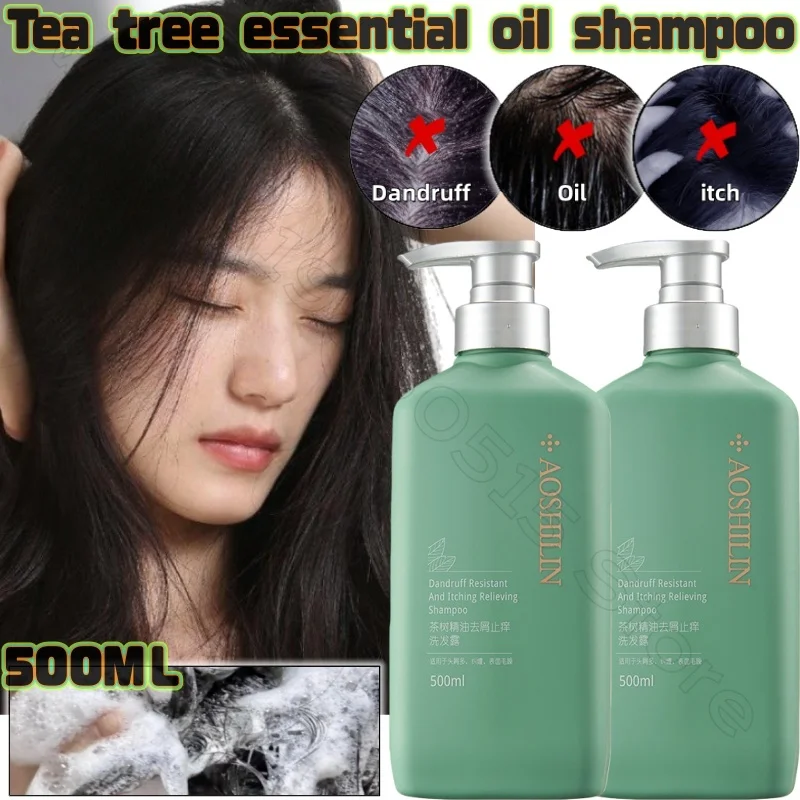 

Tea Tree Essential Oil Shampoo 500ml Deep Cleaning Anti-itch Refreshing Fluffy Shampoo Oil Control Soothing Shower Gel