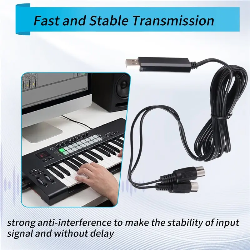 Superior-USB MIDI Cable Converter USB Interface To In-Out MIDI Cord Works For PC Laptop To Piano Keyboard In Music Studio 6.5Ft