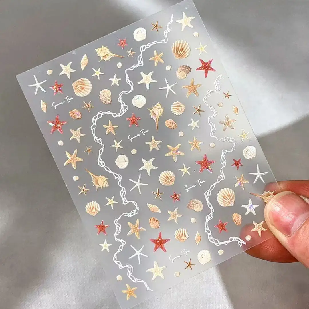 Colorful Shell Light Starfish Stickers  Relief Cute for Scrapbooking Journaling Phone Case Decal