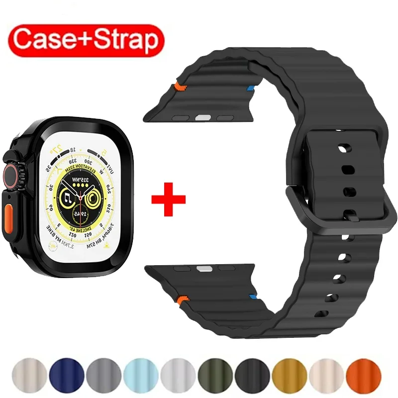 حزام + حافظة لساعة أبل سلسلة 10 42 مللي متر 46 مللي متر الغطاء الواقي 49 مللي متر 44 مللي متر 45 مللي متر 40 مللي متر 41 مللي متر ل iwatch الترا 9 8 7 SE 6 5 4