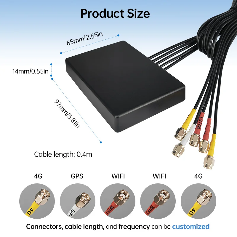 698--5000MHz 3G 4G 5G 5 in 1 Full Band High Gain Omnidirectional Waterproof Outdoor Adhesive Mount Cellular Combo MIMO Antenna