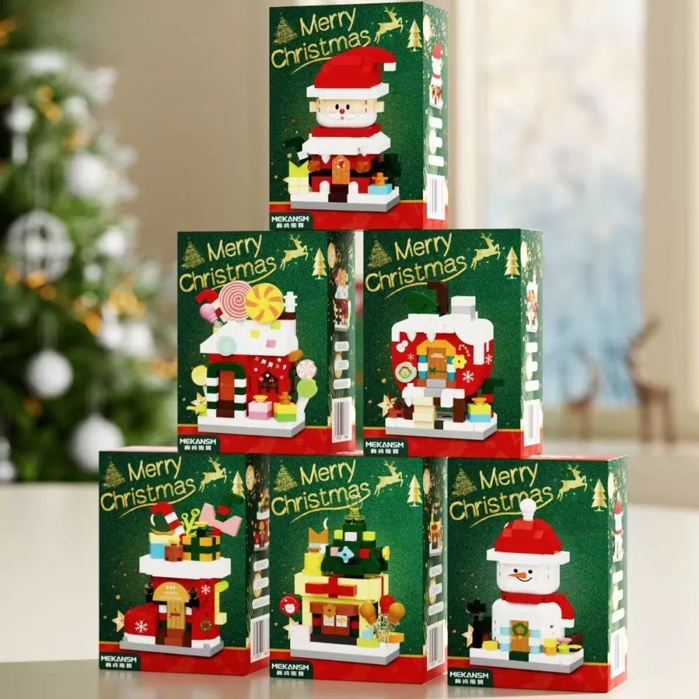 Christmas Gifts Animal Figures Snow House Building Blocks Assembly Model Doll Girl Boy Toy For Children Birthday Collocatio Gift