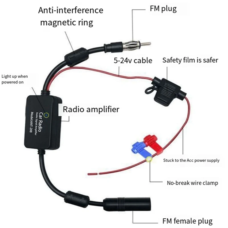 

1 PCS DAB/FM/AM Radio Antenna Signal Amplifier 12V Active Gain Amplifier F With Magnetic Loop