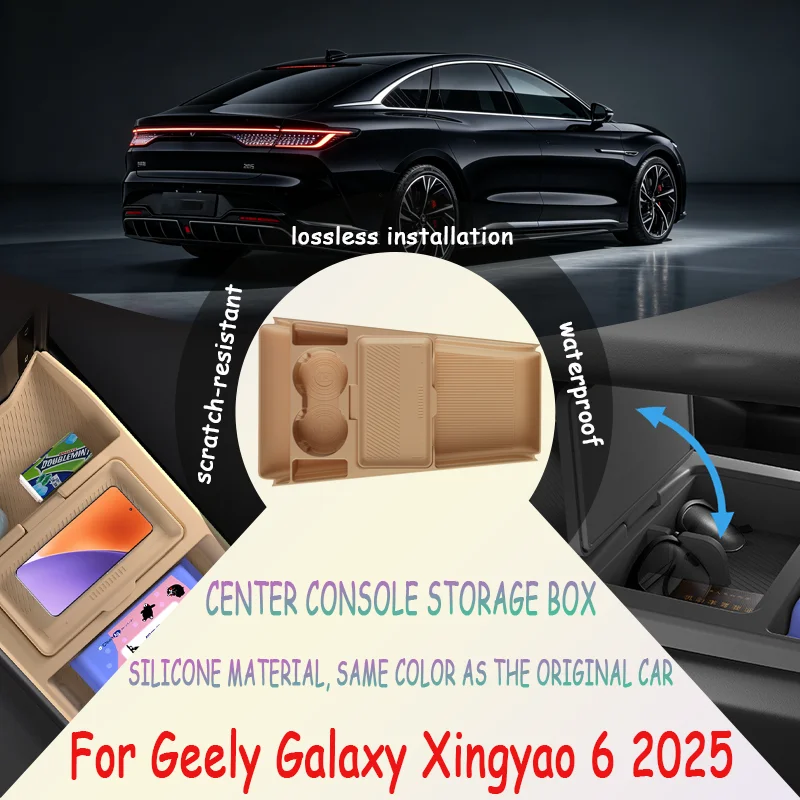 For Geely Galaxy Xingyao 6 2025 Center Console Lower Storage Box, Drop-in Organizer Tray, Sunglasses Holder, Interior Accessor