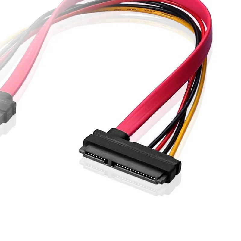 OULLX SATA Buchse Combo 7+15 Pin Datenkabel und Stromversorgung zu SATA 7Pin+4 Pin Molex Serial ATA Lead Kabel Netzteil 30cm 50cm – Detail 5
