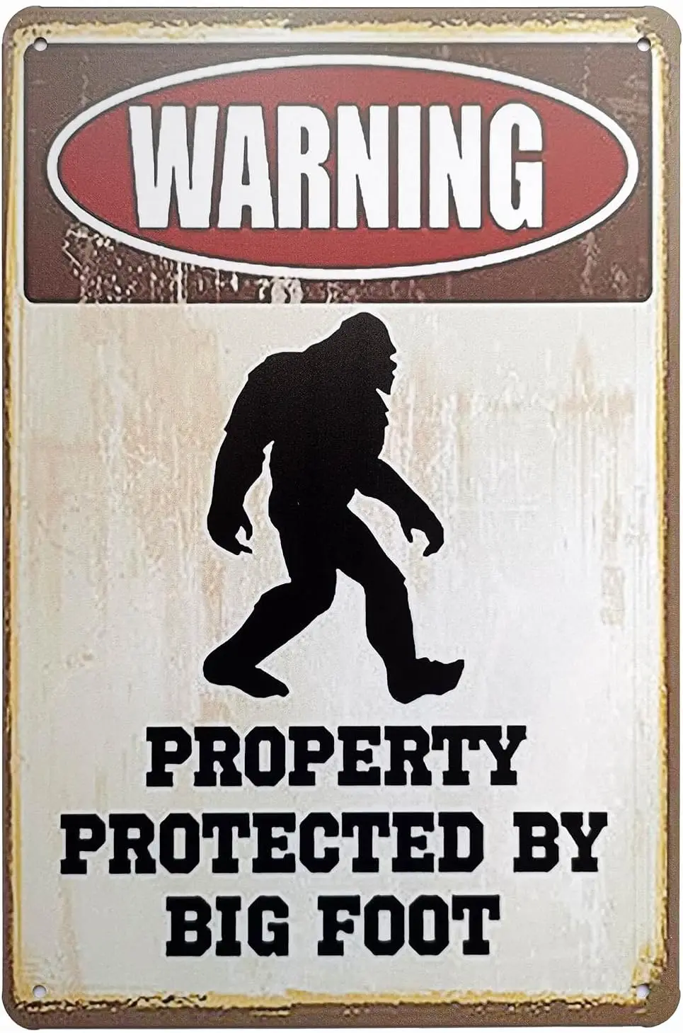 ملكية تحذيرية محمية بأقدام كبيرة مضحكة في الهواء الطلق، ساحة المنزل، حديقة الطريق، علامة معدنية، ديكور عتيق - ألومنيوم