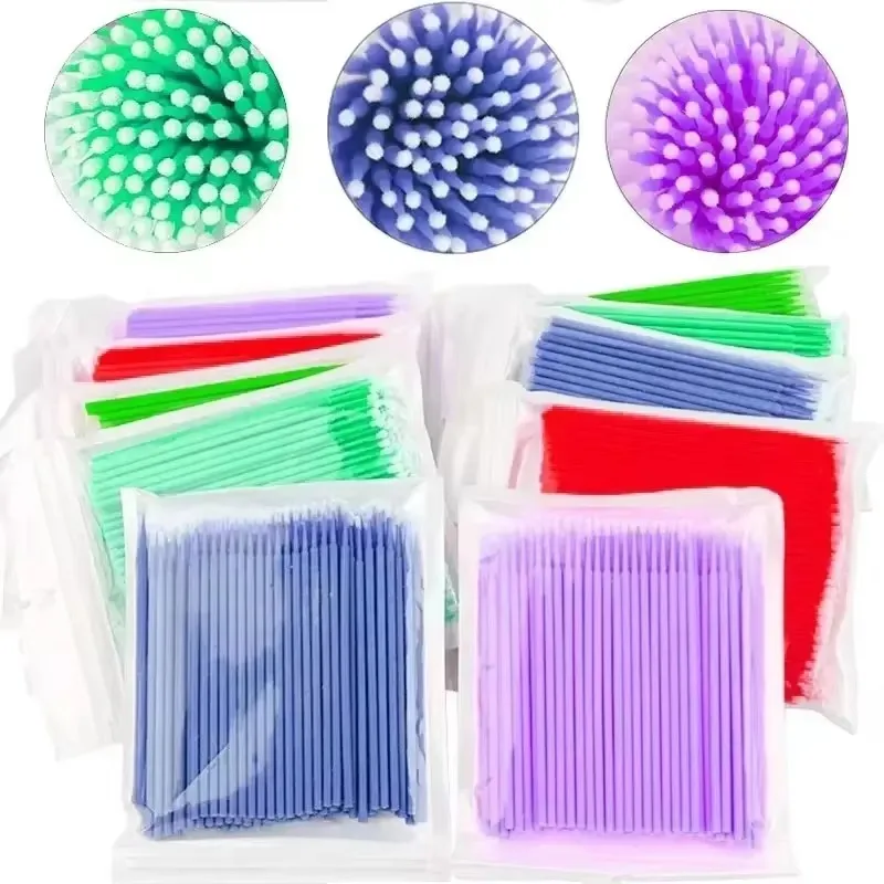 100 件装 Eyelash Brushes Cotton Swab Micro Individual Eyelashes Microbrush Removing Cleaning Lash Extensions Accessories