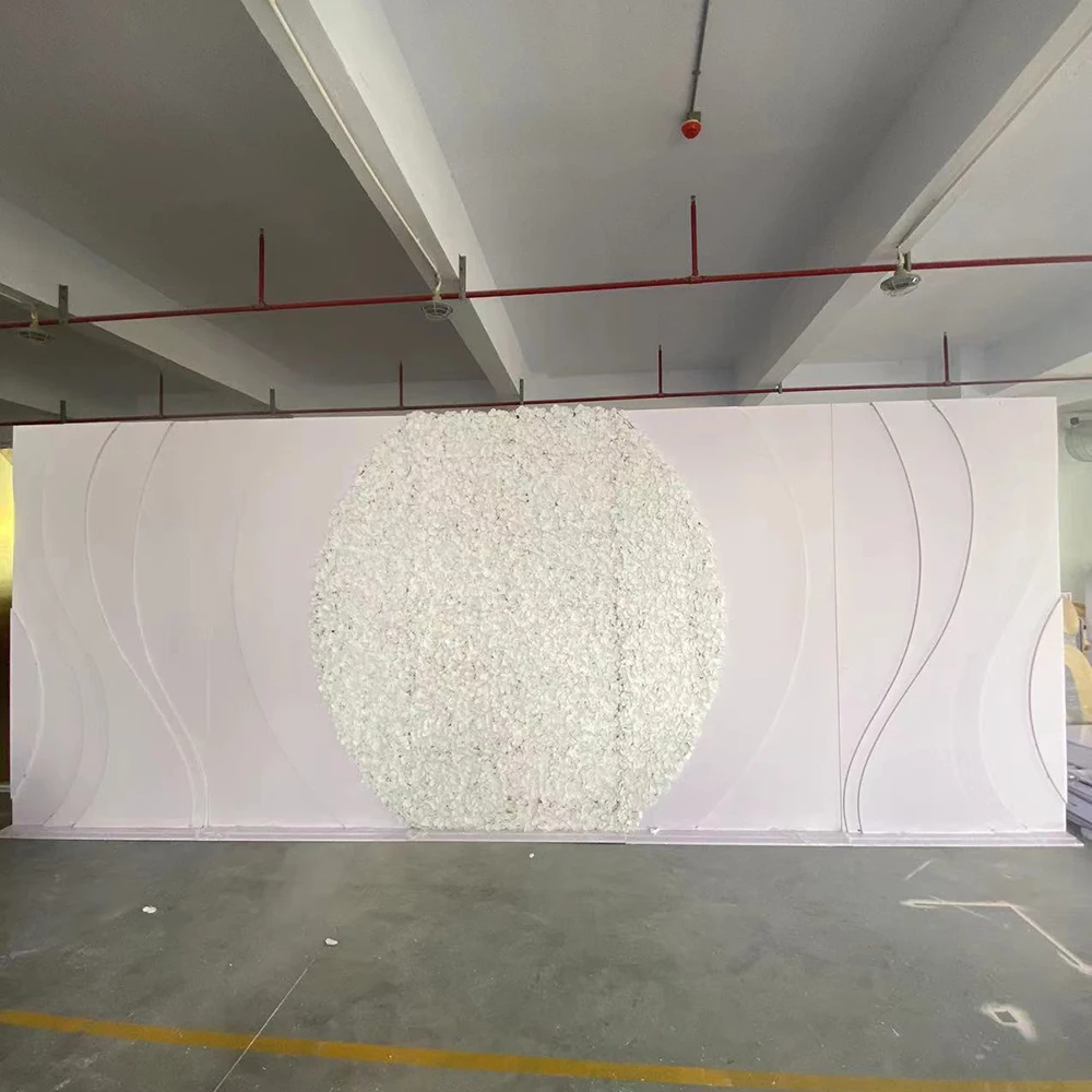 

Modern Hot Sale White Arcylic Retangle Floral Walls Backdrop For Wedding Stage Backdround Decoration