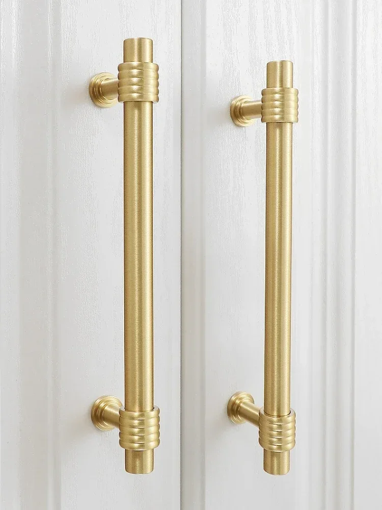 Massive Messinggriffe im Vintage-Design mit Hanfseil-Form, personalisierte Küchenmöbelgriffe, goldene Schubladen- und Türgriffe, T-förmige Zuggriffe – Detail 12