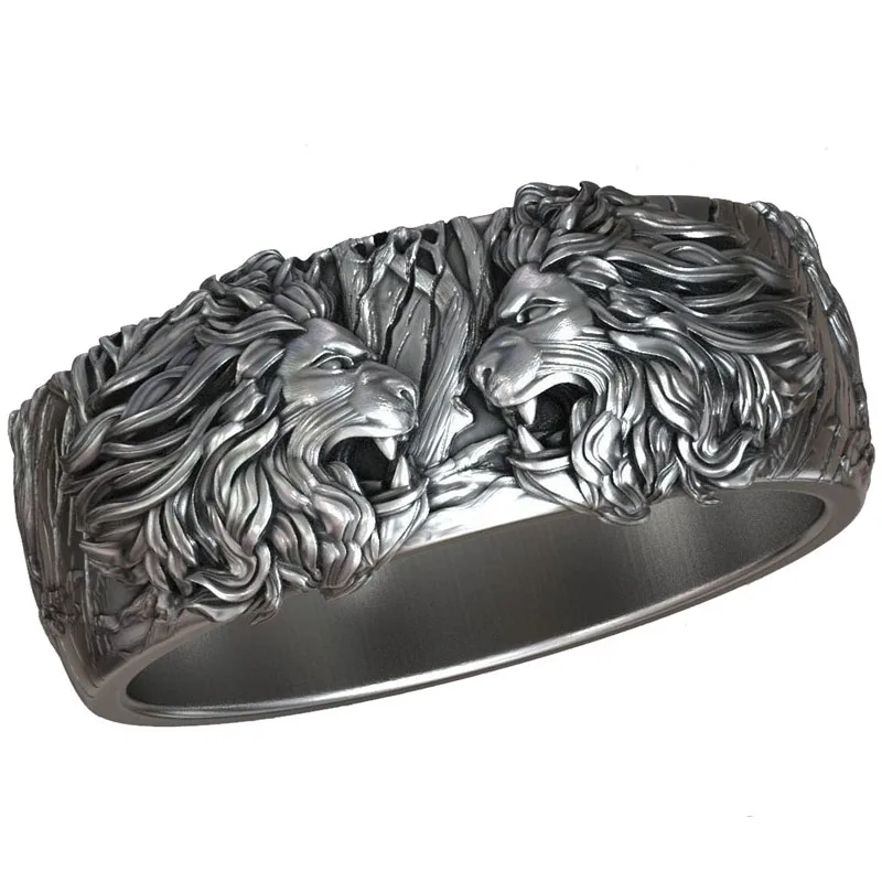 9.4g Lion Head Ring RoaRing Silver Wedding Band Artistic Relief Gold Rings Customized 925 SOLID STERLING SILVER High Trendy Sz6-