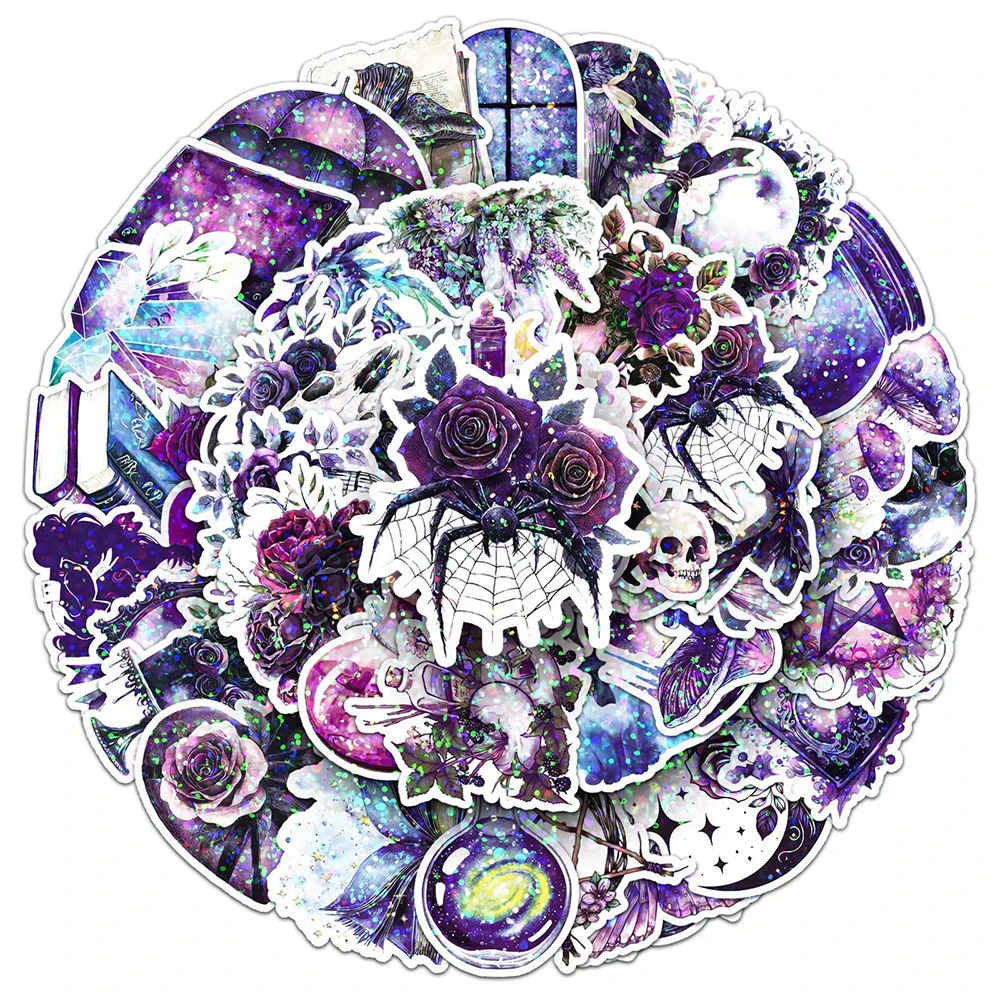 10/30/50 قطعة الليزر كول ماجيك الساحرة الكرتون ملصقات القوطية الجمجمة الشارات DIY بها بنفسك القرطاسية الهاتف المحمول الدراجة ملصق مضاد للمياه اللعب #3