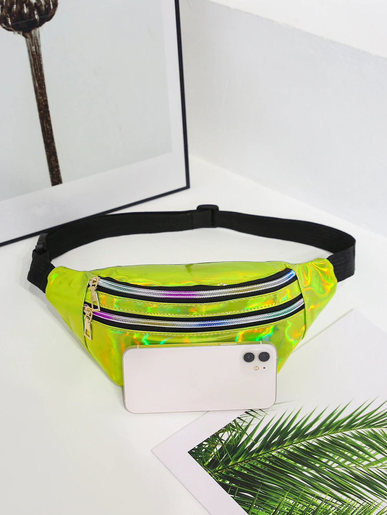 Marsupio olografico marsupio ologramma marsupio Laser PU Beach Traverl Banana Hip Bum Zip marsupio donna marsupio per viaggi in festa