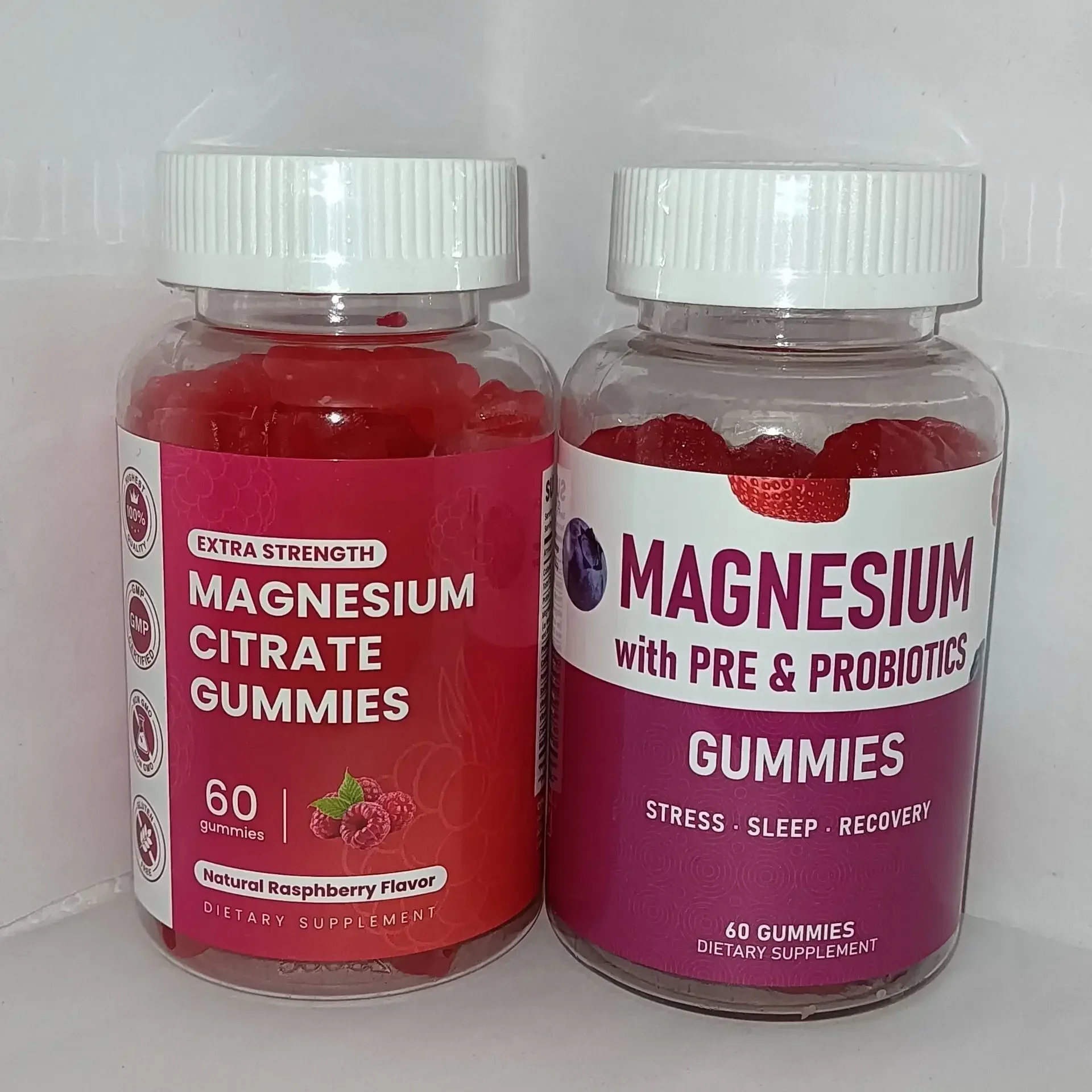 

2 bottle Glycine magnesium gummies probiotics help improve sleep immunity metabolism and health foods