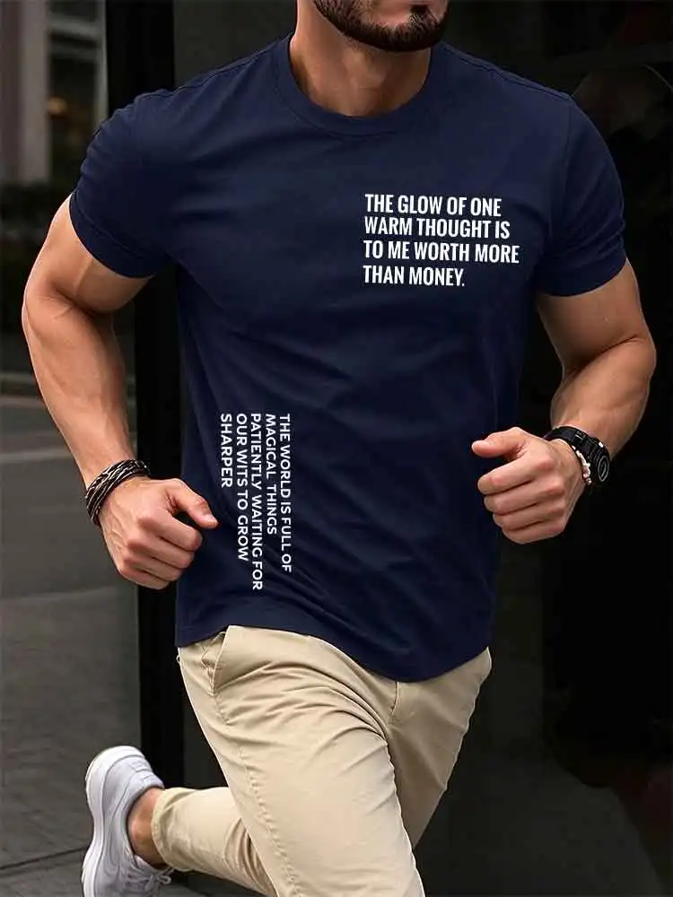 Men's Short Sleeve Crew Neck T-shirt Inspirational Quote Letter Print Casual Tees Summer Breathable Daily Tops For Men