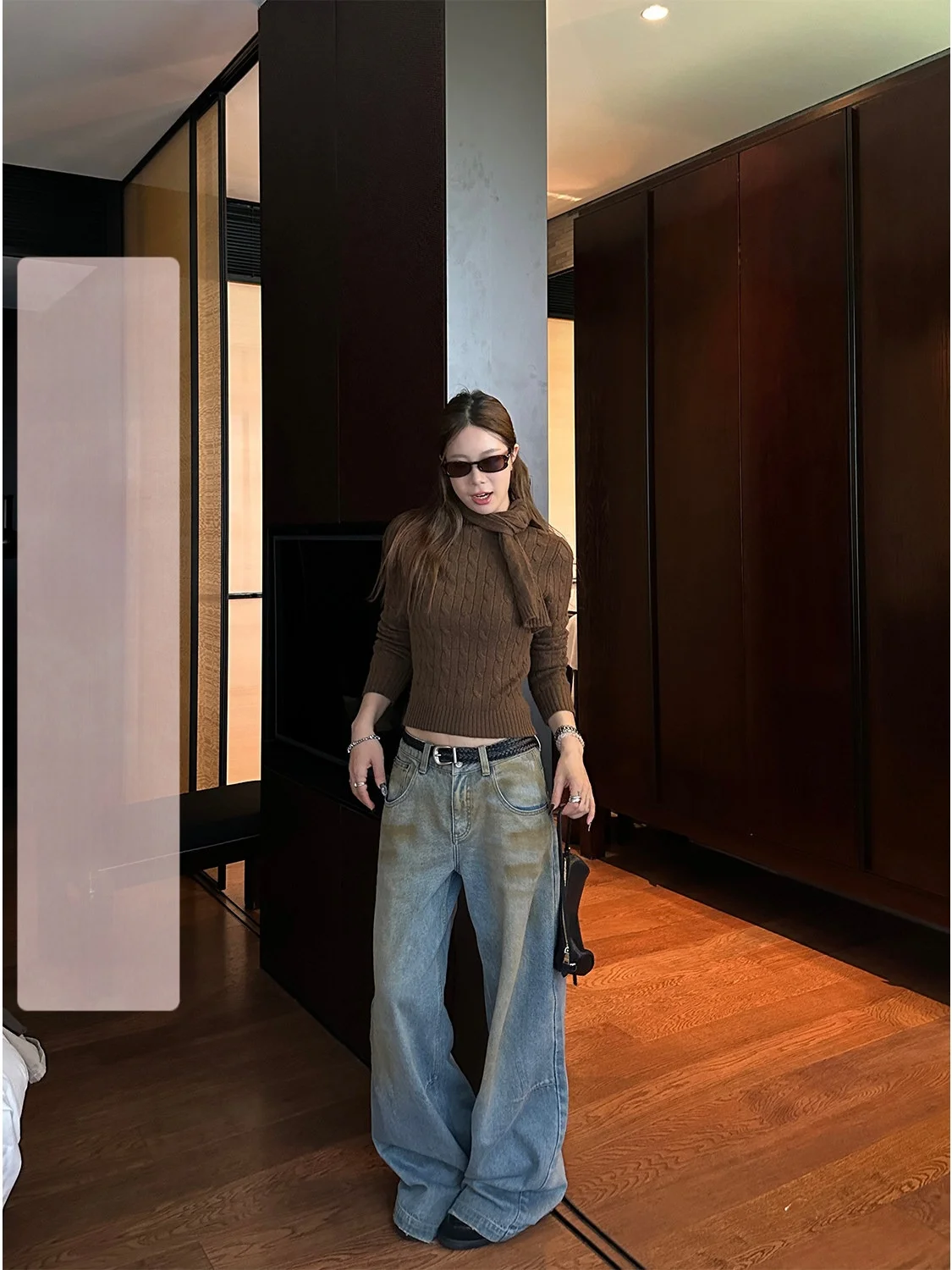 

D YANGJUN Women's High Collar Knitted Sweater Brown Slim Fit Casual Sle Wool Blend Long Sve Top Autumn Winter New Arrival