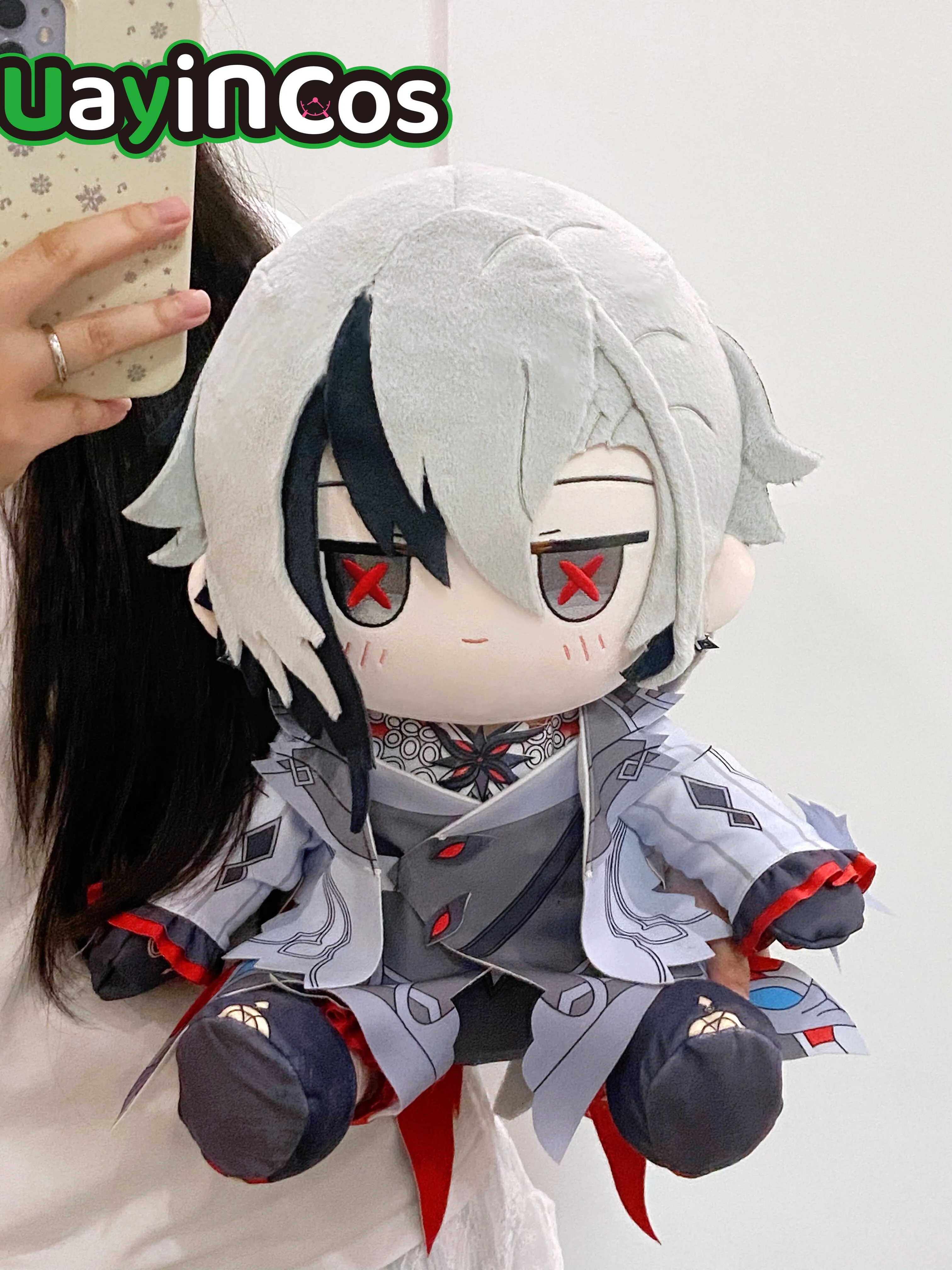 

In Stock 40cm Genshin Impact Arlecchino Stuffed Plushie Doll Clothes Anime Figure Game Ornament Toy Gift Cosplay Costume