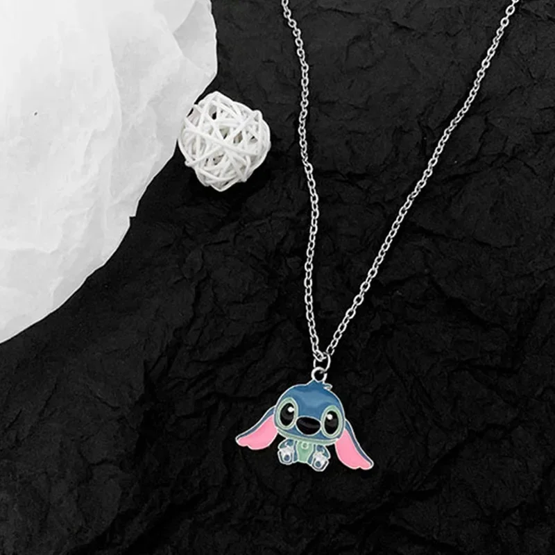 Disney Fashion Cartoon Cute Big Ear Stitch Couple Necklace Personalized Hip Hop Pendant Sweater Chain