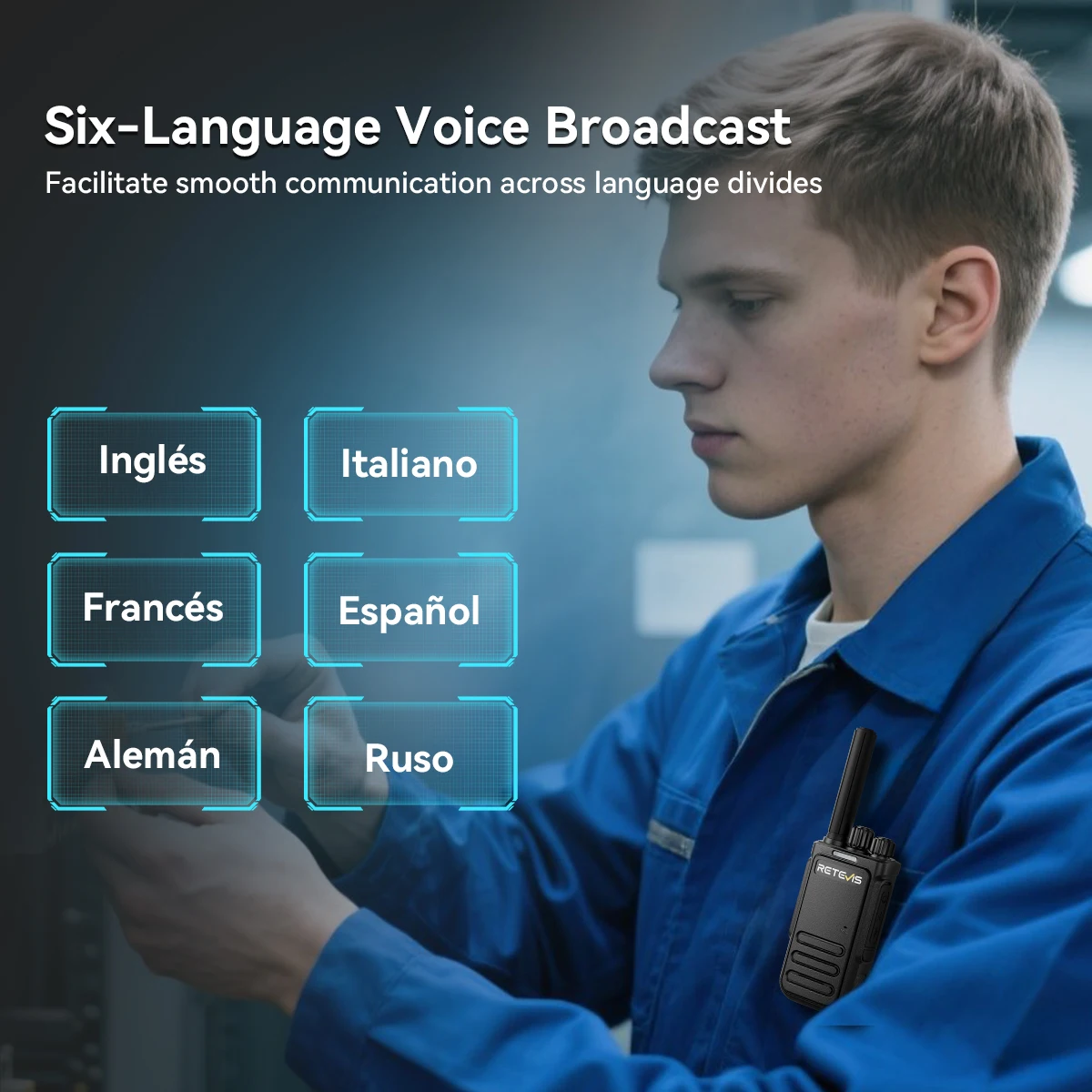Retevis MateTalk B64 Walkie Talkie PMR Tragbares Funkgerät Rauschunterdrückung Langlebiges VOX TypeC Mehrsprachiges Radio für die Fabrik – Detail 6