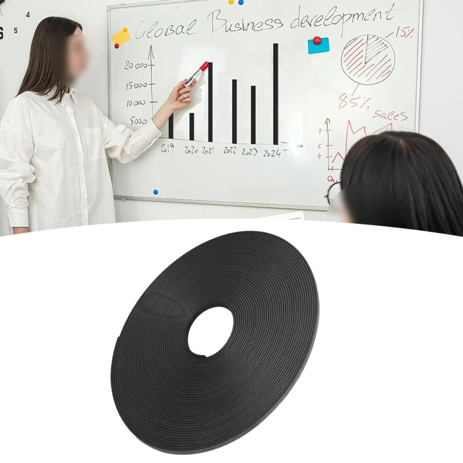 Magnetic Strip Tape for Educational Visual Aids and Board Dividers 6mm Width 8 Meter Roll Designed for Metal Surfaces
