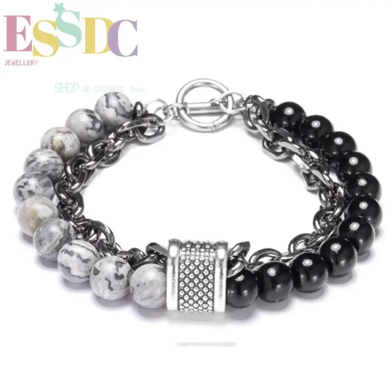 Best Selling Fashion Jewelry Popular Beads Natural and Unique Men's Beaded Bracelets Iron Chain Bracelets Fashion Bracelets