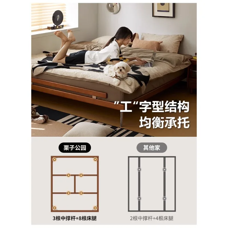 Cama doble medieval nórdica de madera maciza.